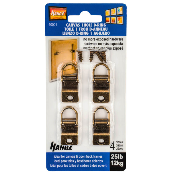 HangZ 25lb. Canvas Wire 1 Hole D Ring 10001, 10001B