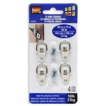 Heavy Duty D-Ring Picture Hangers - 2 Hole with Screws - 50 Pack - Picture Hang Solutions