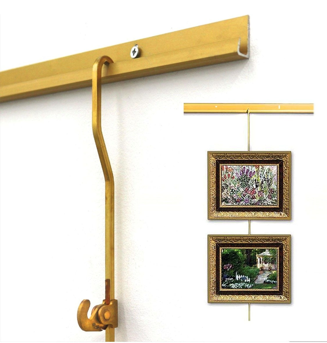 HangZ Brass Gallery Rod 5ft, 6ft, 8ft Kits 63001, 63002, 63003 Holds up to 70lb Available in kit or sold separately