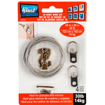 HangZ 30lb 1 Hole D Ring Wire Kit 12030